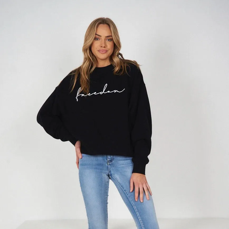 Oversized Freedom Crop (Black)