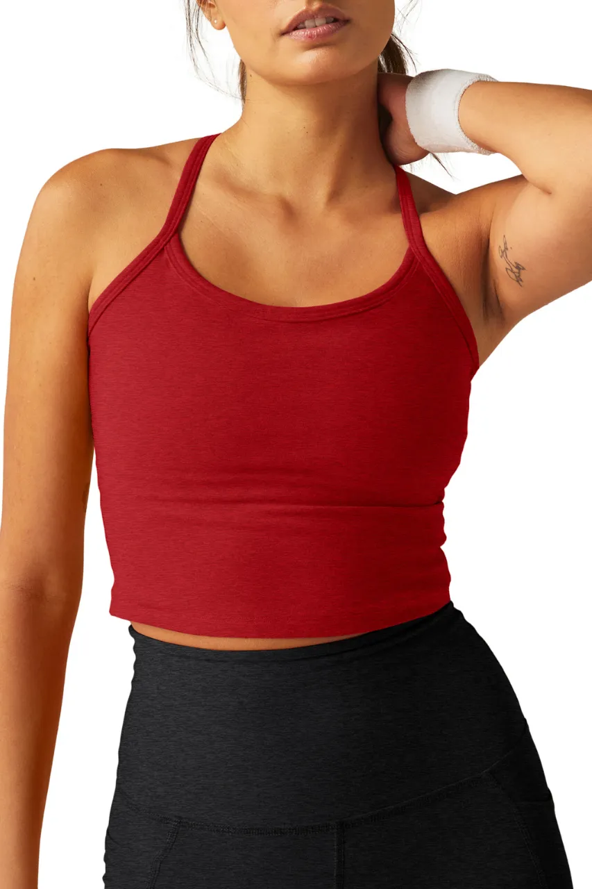 Spacedye Slim Racerback Crop Tank - Ruby Red Heather