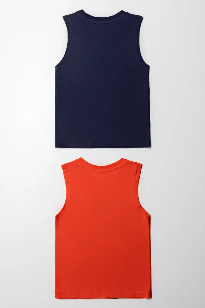 Spiderman 2 Pack Vest Navy