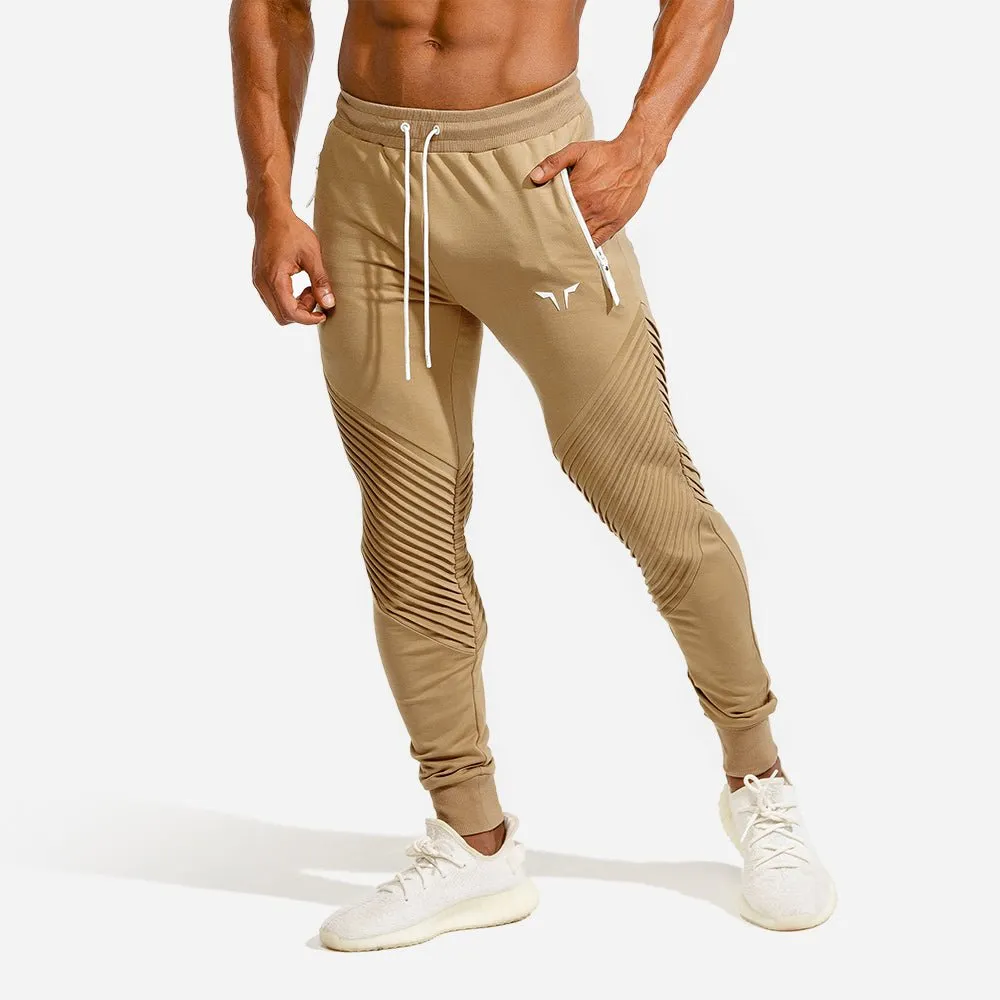 Statement Ribbed Joggers - Nude