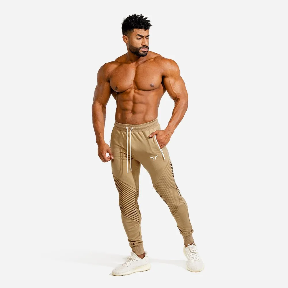 Statement Ribbed Joggers - Nude