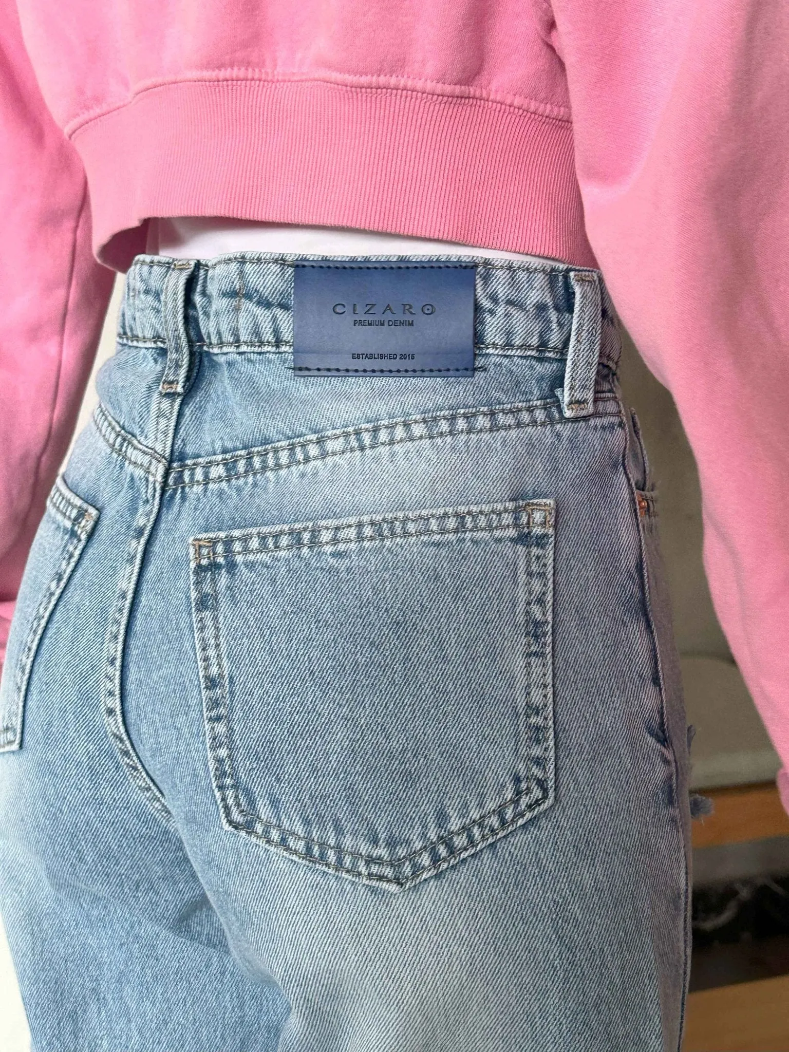 Straight Leg - Light Iced Blue Wash Jeans.