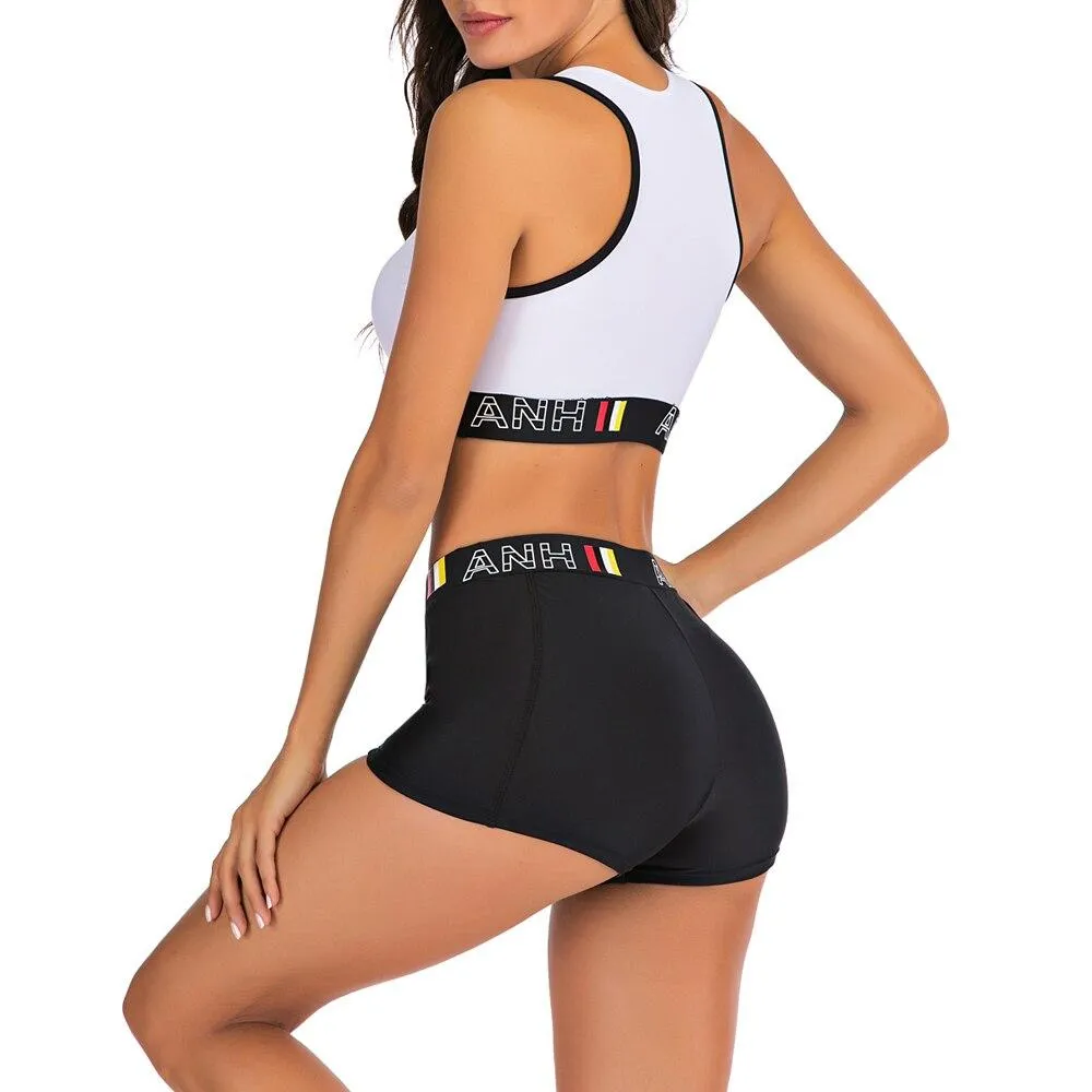 Stylish Women's Crop Tops Sports Swimwear For Fitness Yoga Two Piece