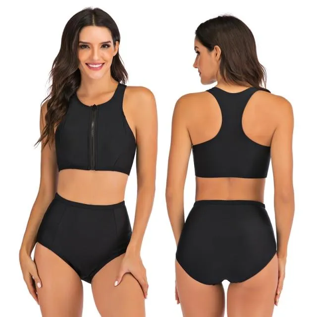 Stylish Women's Crop Tops Sports Swimwear For Fitness Yoga Two Piece