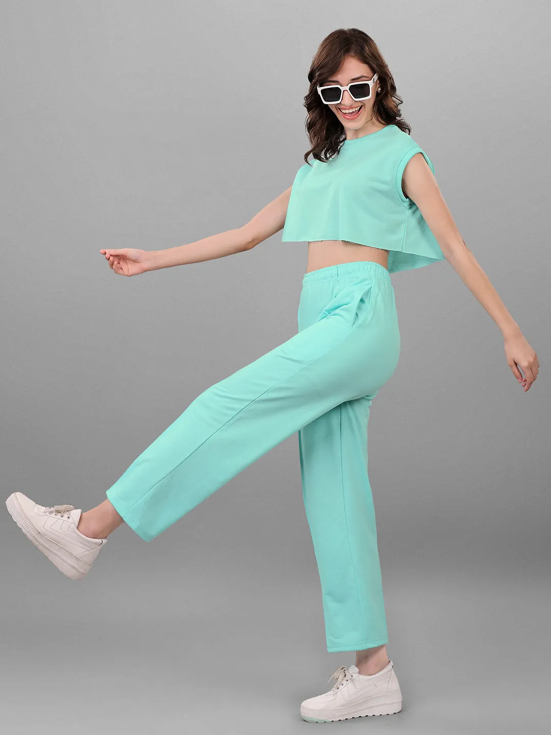 SXV Mintgreen Trouser with Crop Top Coords Set