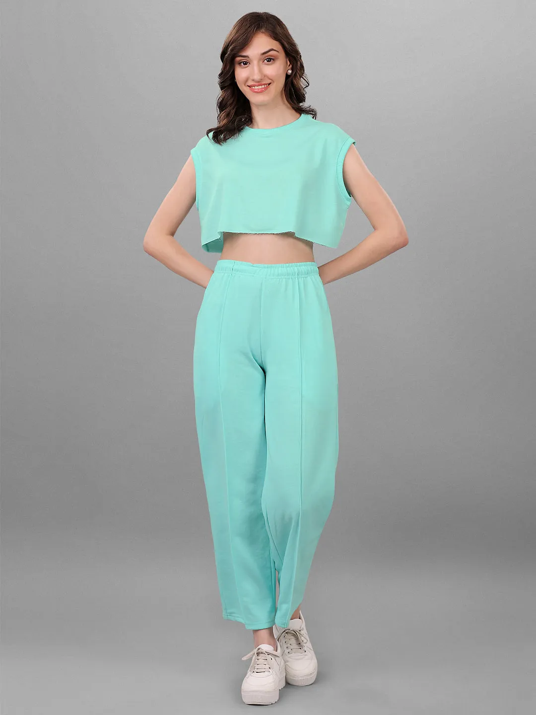 SXV Mintgreen Trouser with Crop Top Coords Set