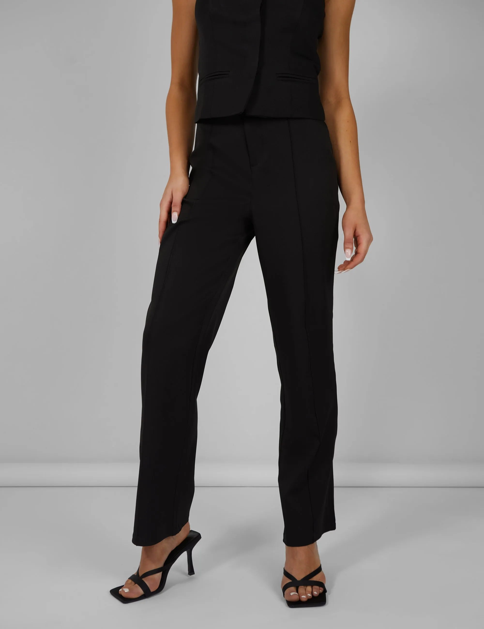 Tailored Extreme High Waisted Slim Leg Trousers Black