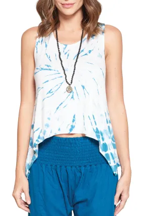 Top Tie Dye Sleeveless Pointed Hem Racerback