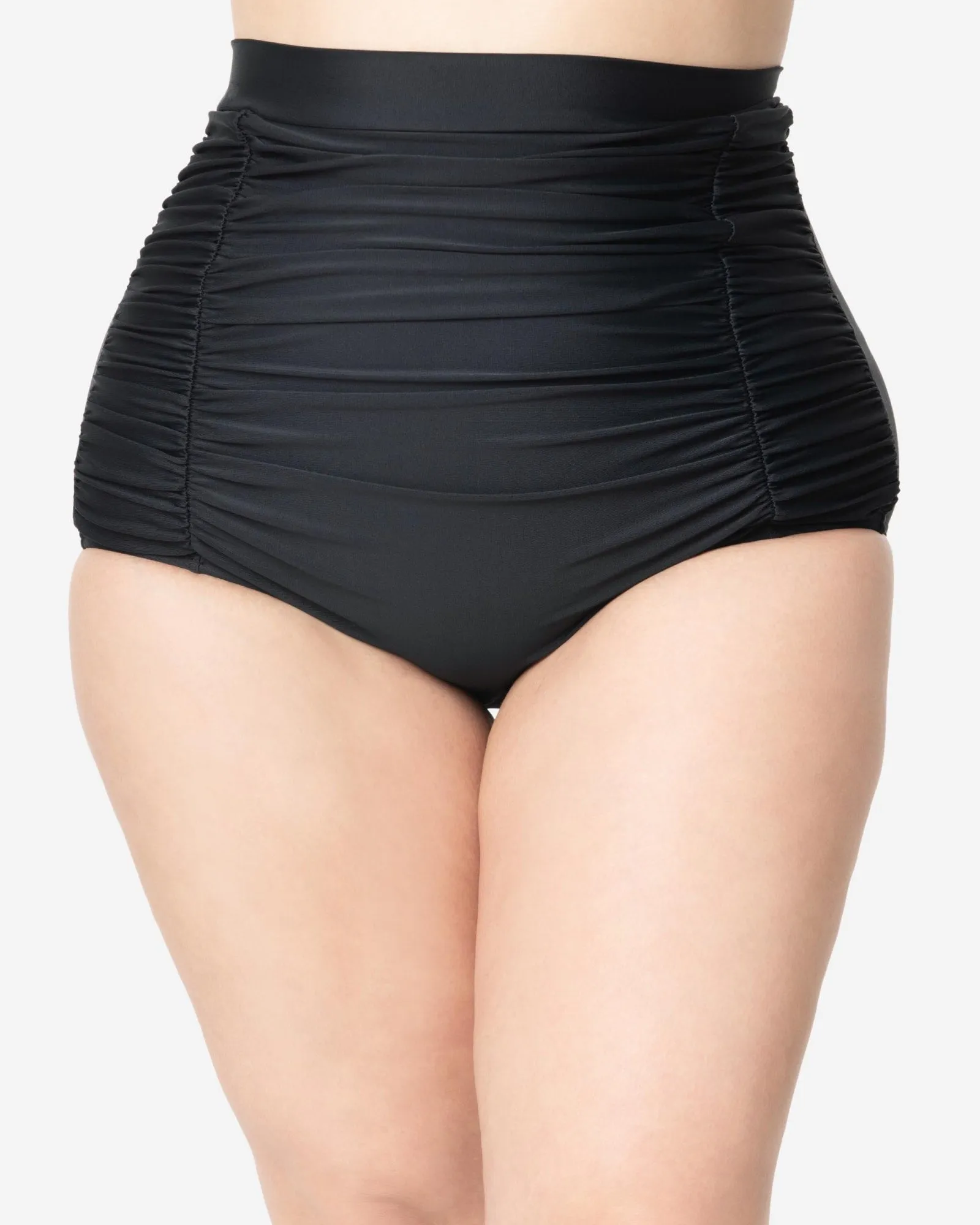 Unique Vintage All Black Monroe High Waist Bikini Bottom | Black