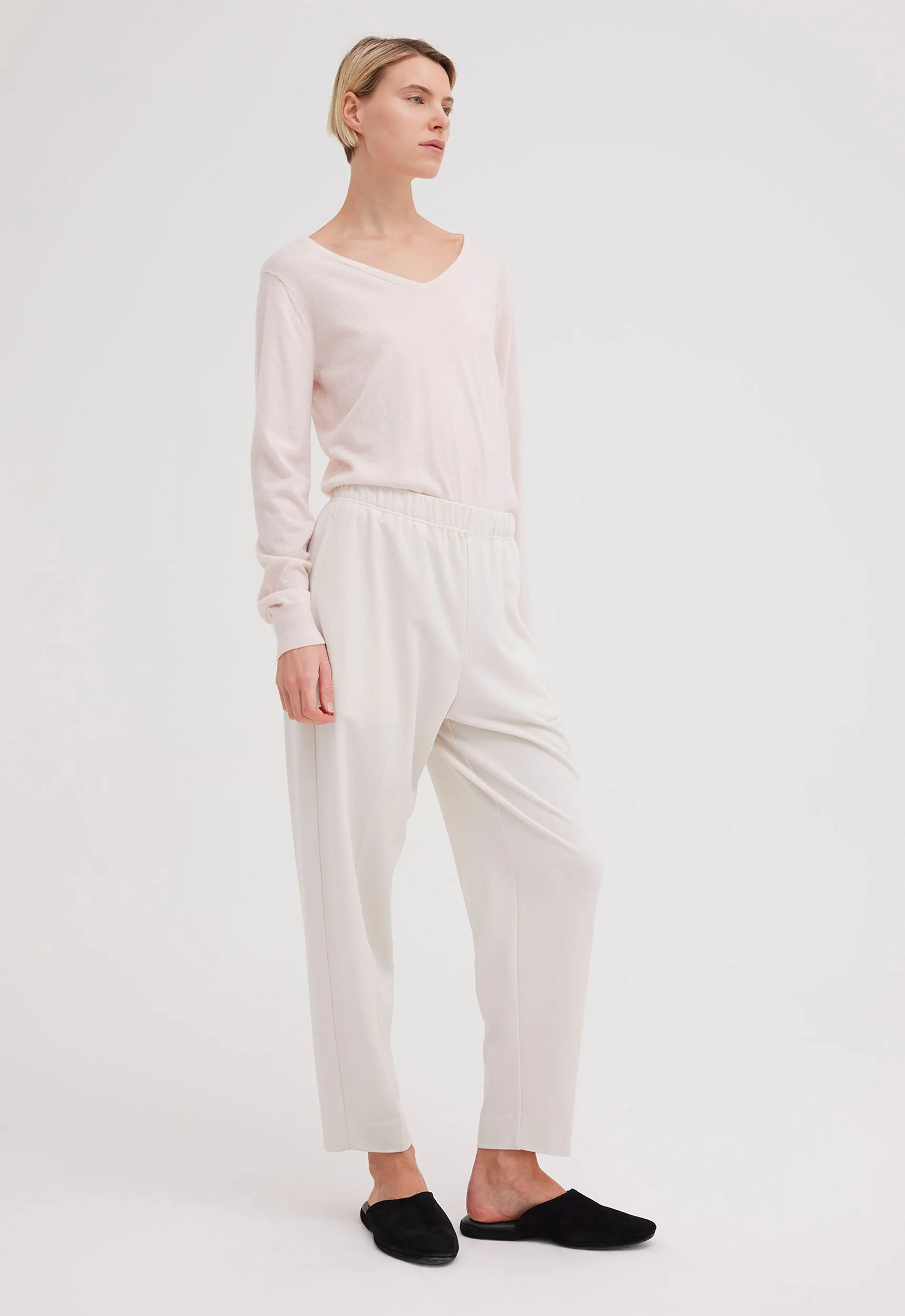 Wells Elasticated Pant - Duster White