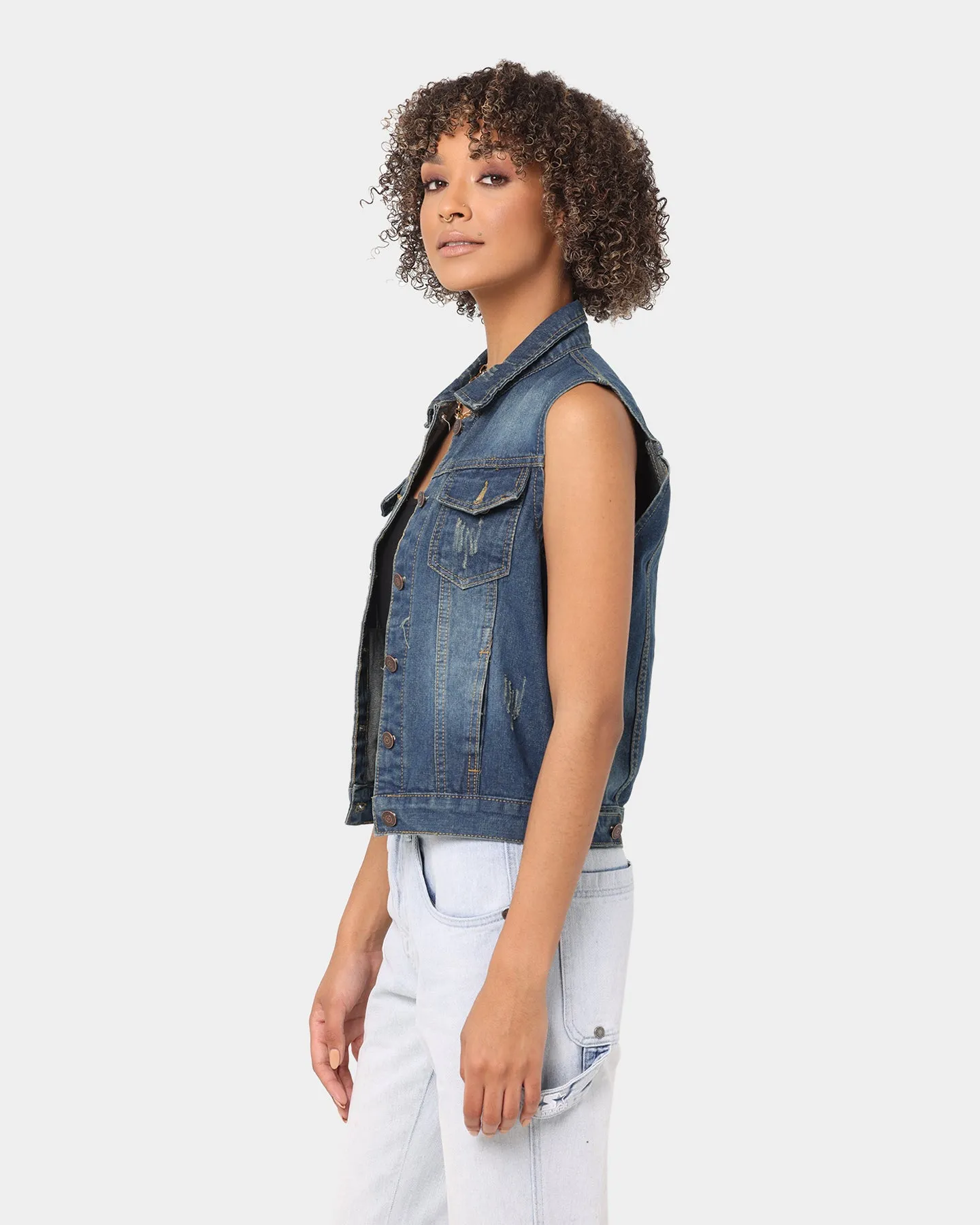 XXIII Women's Eight Denim Vest Blue Denim