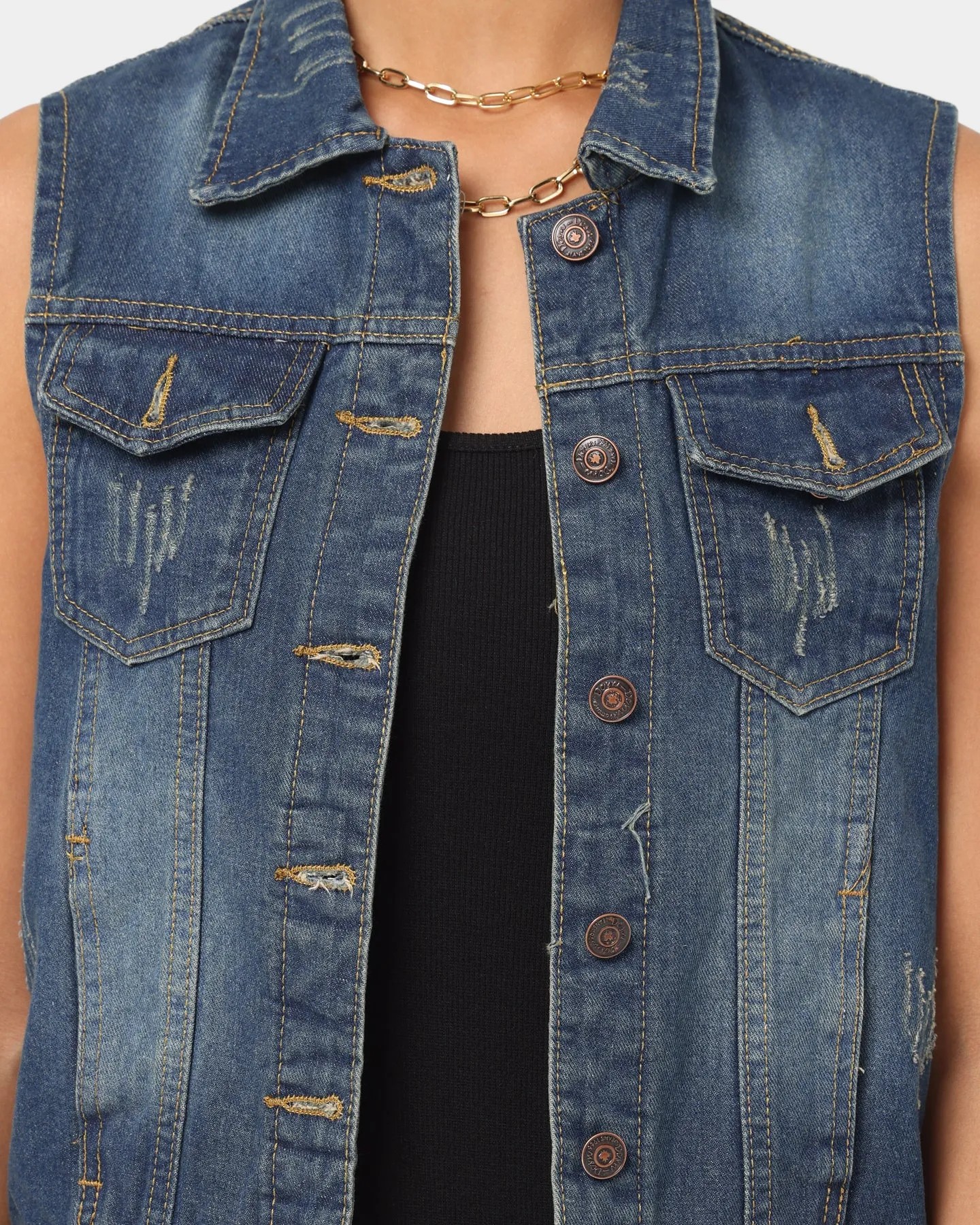 XXIII Women's Eight Denim Vest Blue Denim